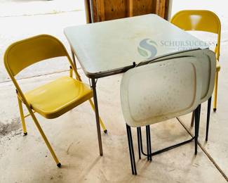 Vintage Folding Table Set & TV Trays