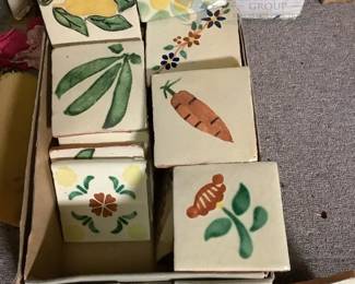 Decorative Ceramic Tiles with Fruit & Floral Designs