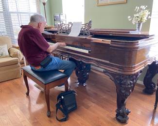 The piano plays beautifully!  Needs a touch-up tuning and a repair to the damper pedal
