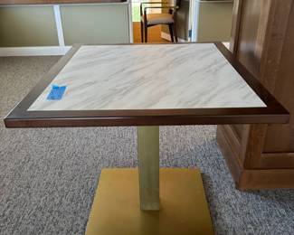 marble laminent table with brass metal base