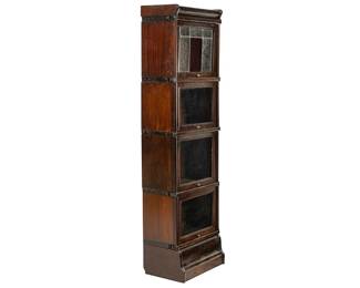 Narrow Stacking Bookcase with Stained Glass