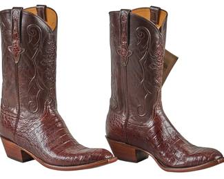 Lucchese Brown Crocodile Cowboy Boots