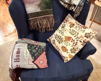 Cool Blue chair and throws