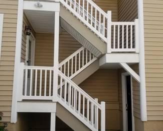 Vinyl railing; stairs