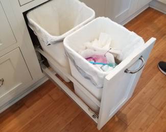 Cabinetry detail: trash corral