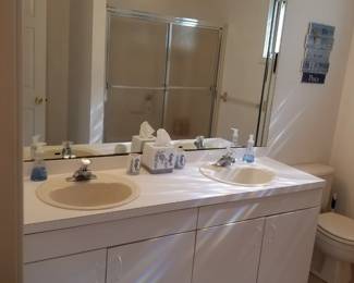Double bath vanity; mirror; vanity lights