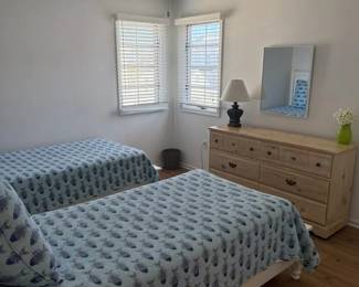 Twin beds; dresser