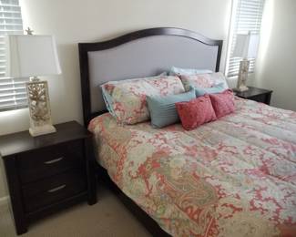 King bedroom suite: king bed; two nightstands; long dresser with mirror NOTE: owner keeping table lamps