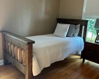 Solid wood twin bedframe and mattress