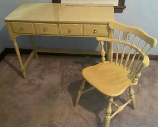 04 Ethan Allen Yellow Vanity And Chair