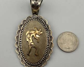 Sterling and gold filled signed Native American pendant