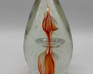 Egg shaped blown glass paperweight
