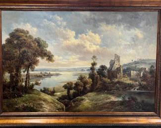 Monumental size decorative oil on canvas of landscape