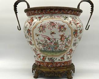 Wong Lee ceramic and brass large urn