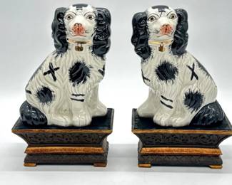 Vintage Staffordshire dogs with stands