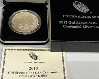 90% silver 2013 Girl Scouts of the USA Centennial proof silver dollar