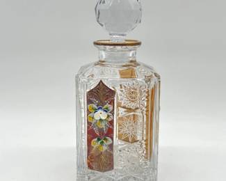 Beautiful Czech cut glass decanter with stopper
