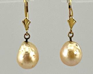 14kt Golden Baroque pearl earrings