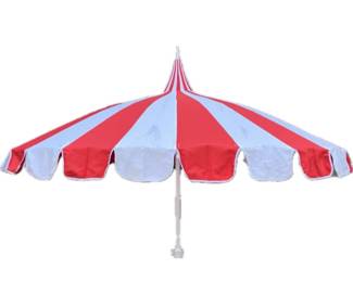 Circus tent big top style red and white patio umbrella
