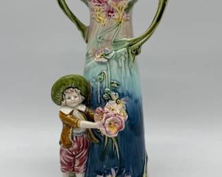 Majolica figural vase