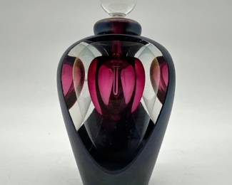 Signed 1994 Tom Philabaum iridescent perfume bottle