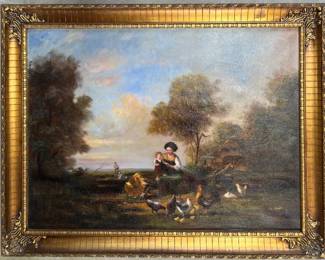 Pastoral landscape oil on canvas signed Rosi