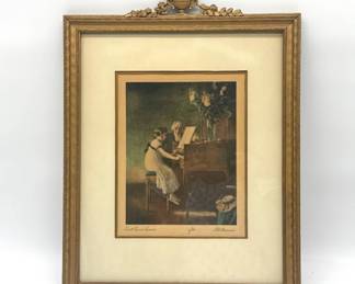 "First Piano Lesson" print in Neoclassical frame