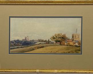 Sweet original framed watercolor landscape