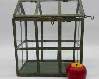 Vintage metal framed glass terrarium