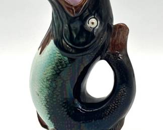 Antique majolica fish pitcher