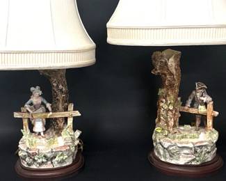 Pair of Capodimonte figural lamps