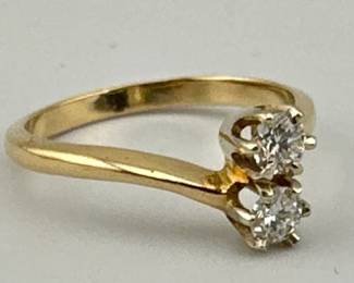 14kt stacked diamond bypass ring; 1/3 ctw