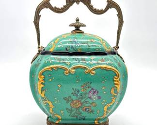 Wong Lee porcelain jar with bronze handle