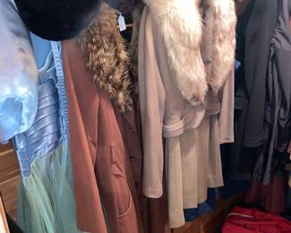 Cedar chest full of Vtg. Fur and quality coats
