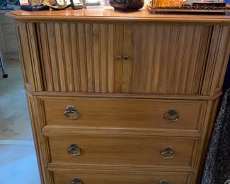 Tall boy dresser with sliding top and 3 lower drawers