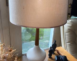 MCM wood and ceramic lamp