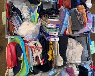 Scarves, gloves, pocket books… these bins are FULL!