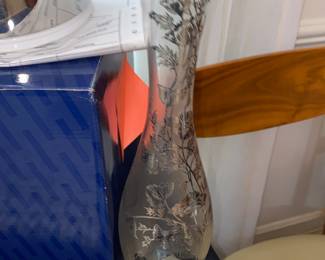 Silver overlay glass vase