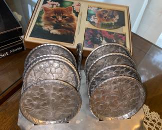 Aluminum coasters with holder