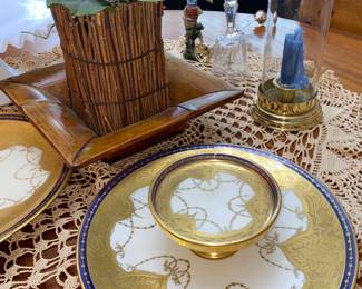 Gold accented serving pieces