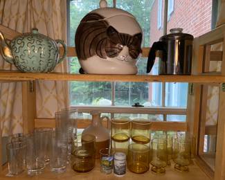 English teapot, cat cookie jar, percolator and more