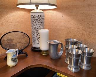 Mugs among Asian . Style decor and lamps
