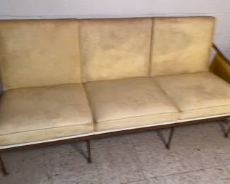 MCM vinyl and wood sofa