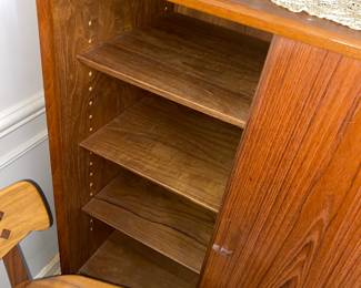 Left side storage shelves