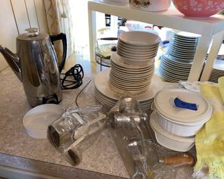 Assorted dishes and percolator