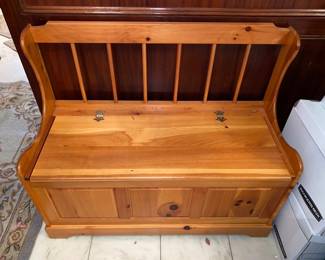 Pine bench with interior storage