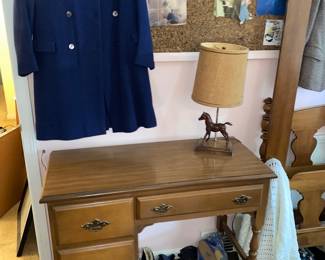Student desk with horse lamp