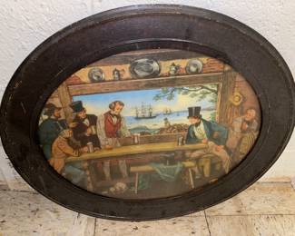 Antique oval bar art