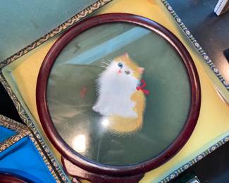 Asian inspired framed cat