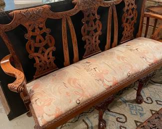 19th C carved wooden bench